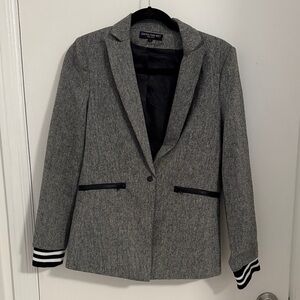 Central Park West Gray Blazer with Black and White Cuffs